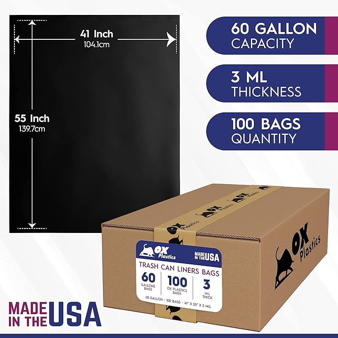 60 Gallon Trash Can Liners Bags - Image 2