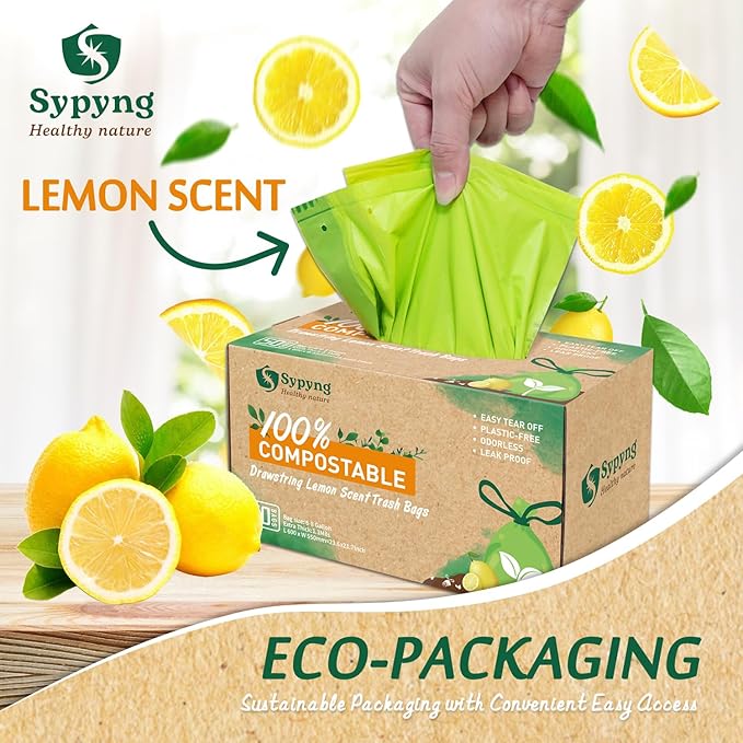 Compostable Trash Bags 6-8 Gallon – Heavy Duty, 1.1 Mil Thick, 100% - Image 2