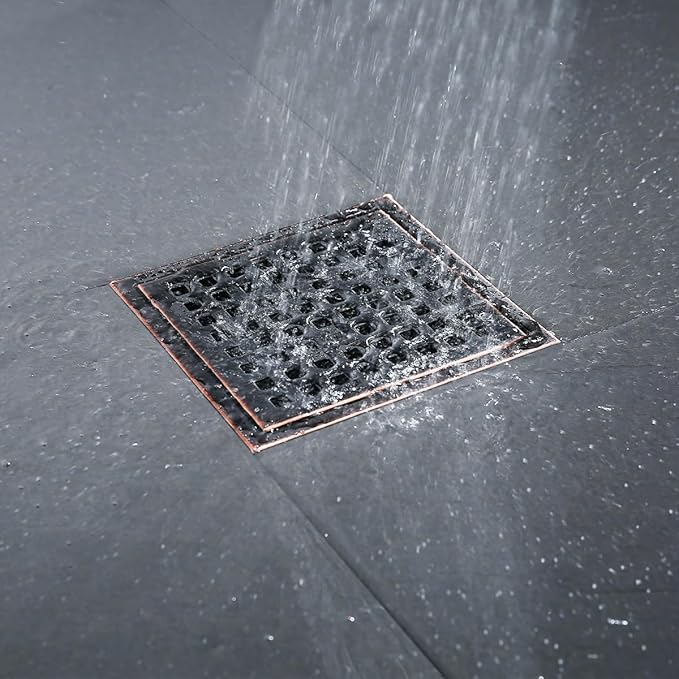 RANDOM Oil Rubbed Bronze Shower Drain Square 6 Inch Shower Floor Drain Grate & - Image 6