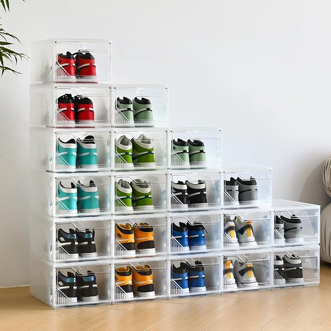 Modular XX-Large Shoe Organizer, Shoe Storage Organizer, 10 Pack Shoe Box Clear - Image 7