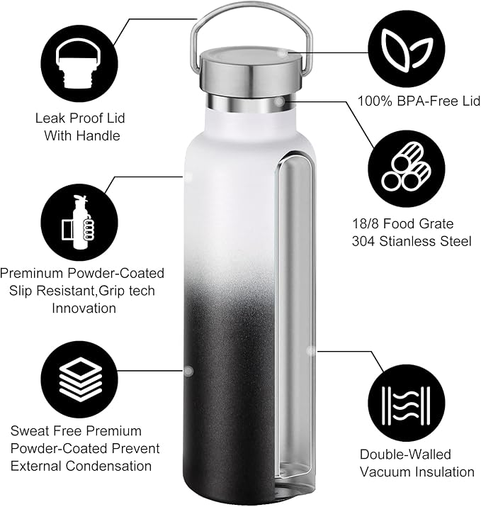 Neihepal Gradient Stainless Steel Water Bottles, 20 Ounce Vacuum Insulated - Image 3