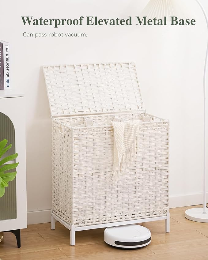 Laundry Hamper with Lid 132 L, Clothes Hamper with Lid, Handwoven Rattan - Image 2