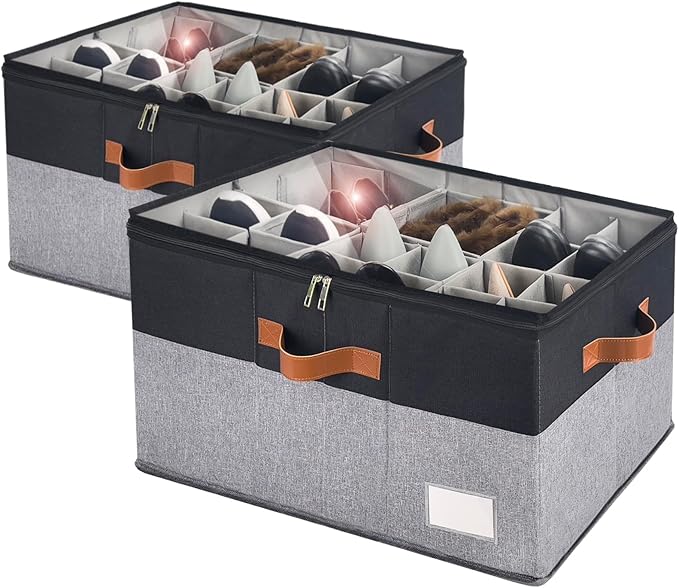 Shoe Organizer for Closet, Foldable Shoe Storage Bins by RONCHIL