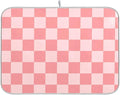 Buffalo Plaid Pink Dish Drying Mat by Wamika