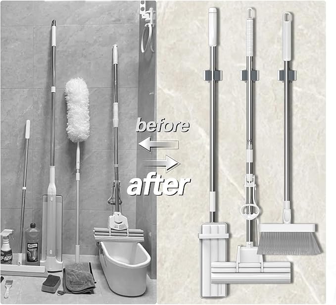 3-H Broom Holder Wall Mount 12 Pack, Mop and Broom Holder Wall Mount - Image 5