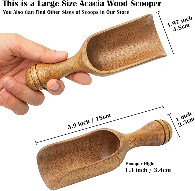 Big Coffee Scoops Shovel, Large Ground Coffee Scoop 2PCS Large Wooden Scoops - Image 2