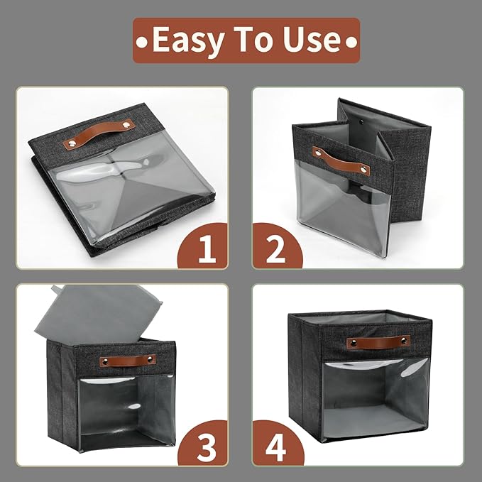 HNZIGE Fabric Cube Storage Bins 11 x 11, Collapsible Storage Cubes Bins - Image 7