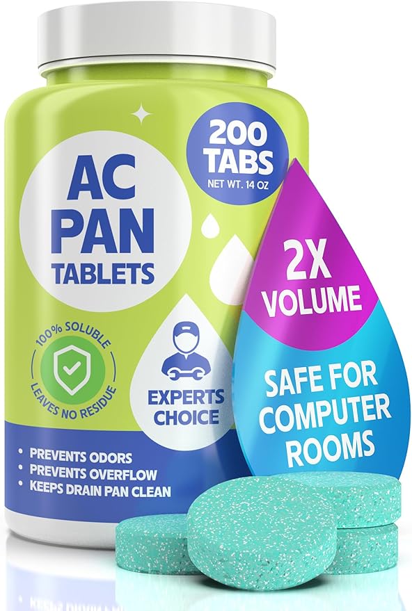 200 Tablets AC Drain Line Cleaner- No-Residue, Water-Soluble, Fast-Acting Pan by FORTIVO