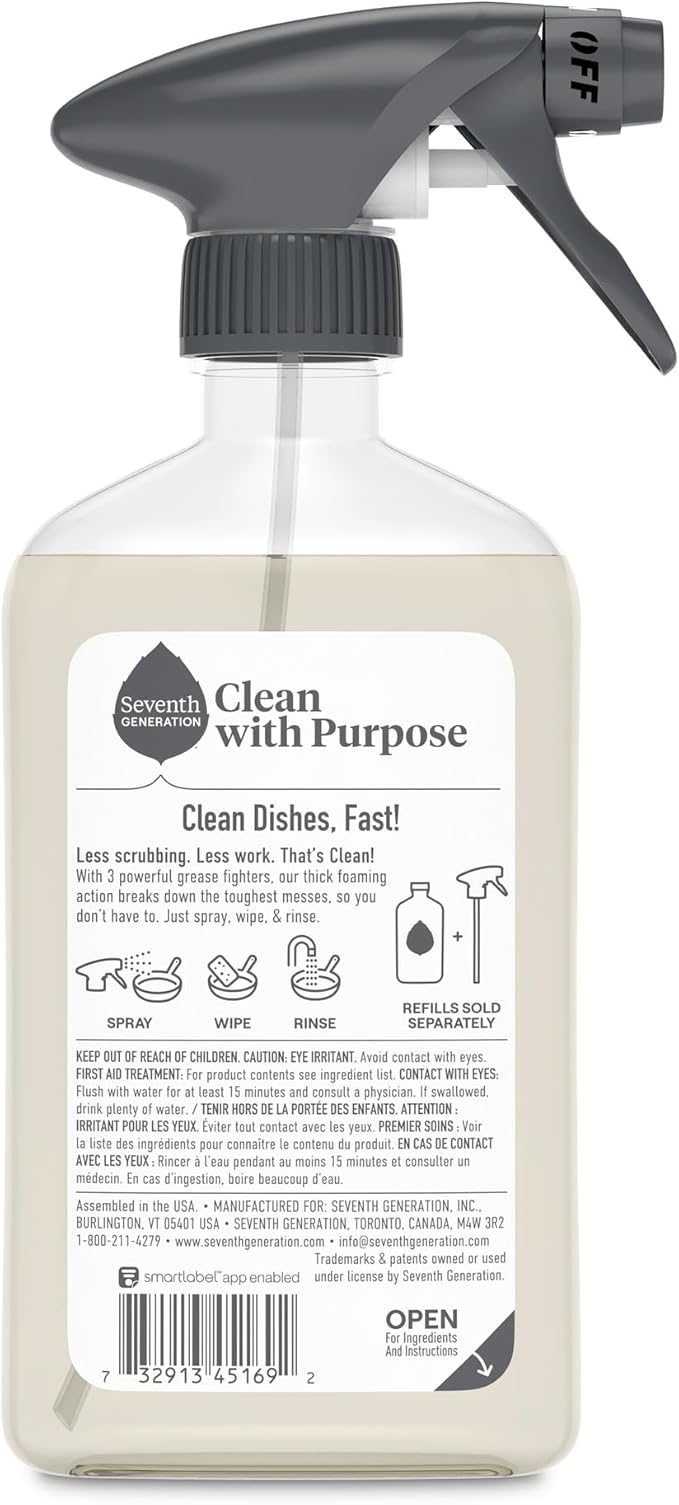 Seventh Generation Foaming Dish Spray, Power+ Mandarin Orange, 3 Powerful - Image 2