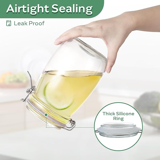 Glass Food Storage Jars with Airtight Lids 13 oz Round 4 Pack Kitchen Storage - Image 5