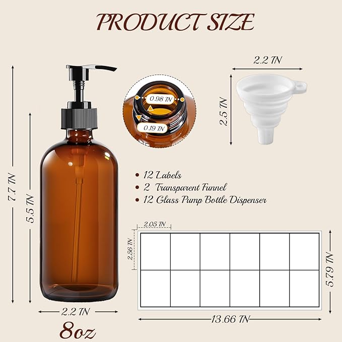 12 Pack Amber Glass Bottles 8oz - Image 3