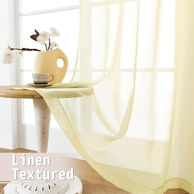Tollpiz Sheer Door Curtains Closet Linen Textured Curtain Sheers Doorway Light - Image 4