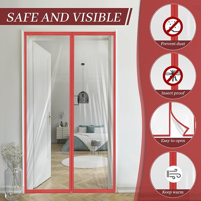 Amylove Zipper 60 x 102 Inch Dust Barrier Kit Red Edged Temporary Construction - Image 5
