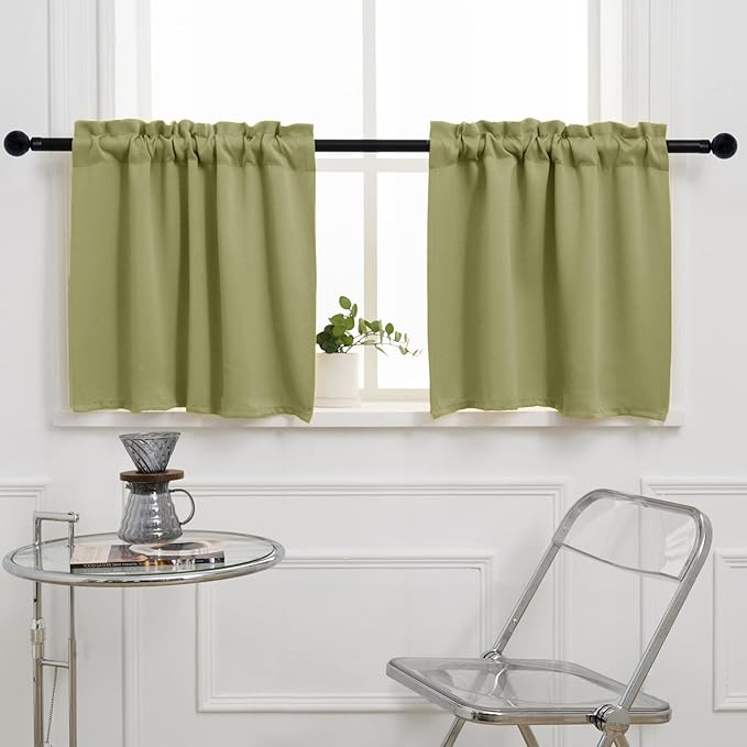 Pickluc Cafe Curtain 24 Inches Length, Rod Pocket Kitchen Curtain, Short by PICKLUC