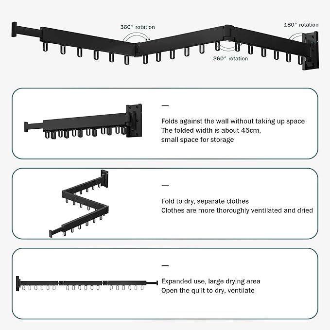 Clothes Drying Rack, Laundry Drying Rack, Clothes Rack Wall Mount, Wall Mounted - Image 4