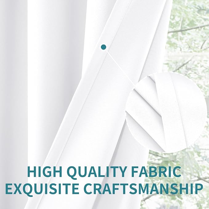 BGment Rod Pocket White Curtains 40 Inches Length - Image 4