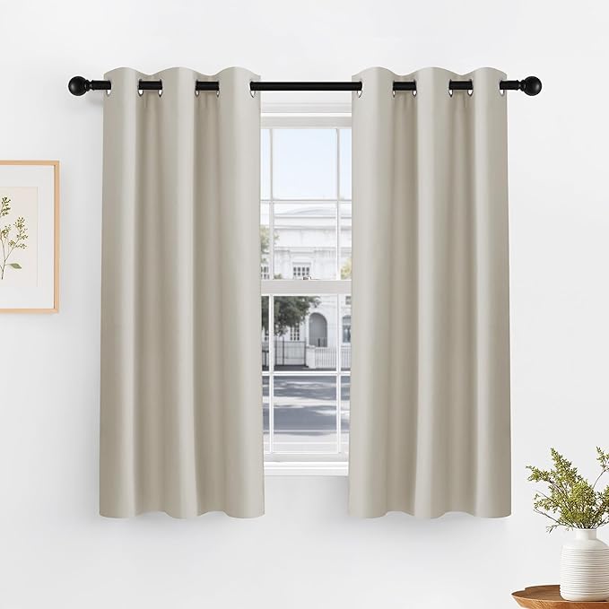 PONY DANCE Black Out Curtains for Bedroom 54 inch Length 2 Panels Set, Thermal by PONYDANCE