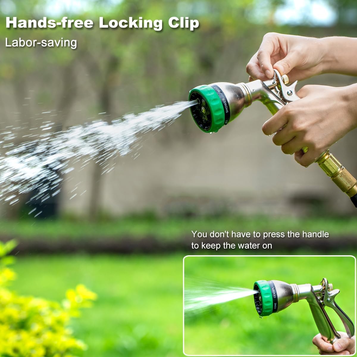 Upgraded 100% Metal Garden Hose Nozzle Heavy Duty, 7 Spray Patterns