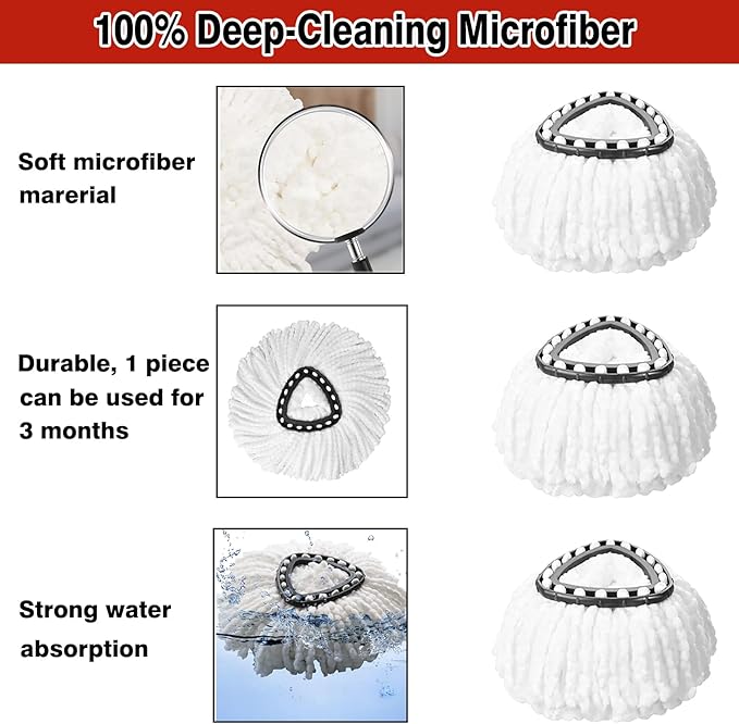 10 Pack Spin Mop Replacement Heads, 100% Microfiber Spin Mop Refill - Image 4