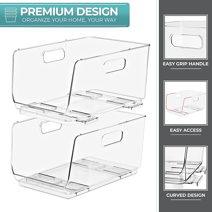 Sorbus Stackable Storage Bins Open Front - Image 4