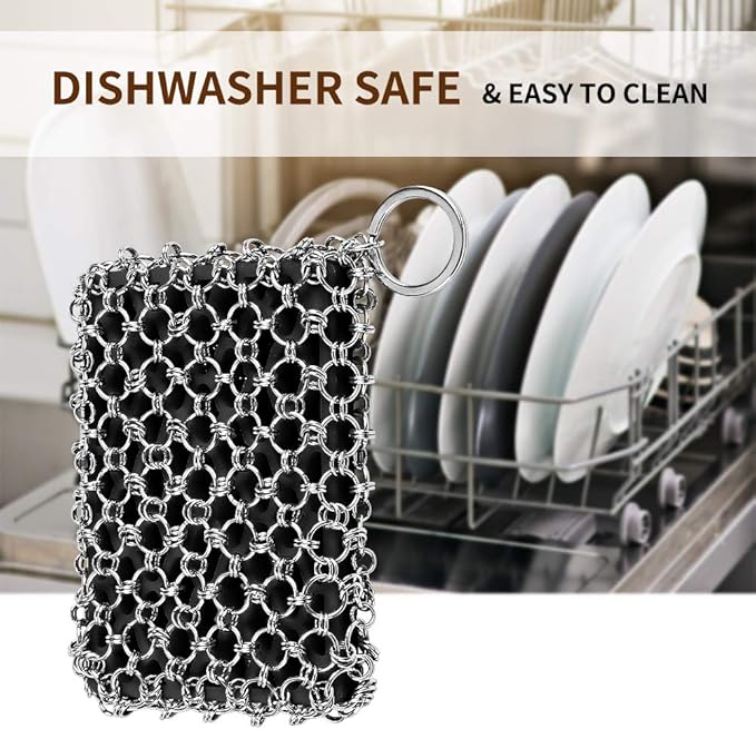 Herda 316L Cast Iron Scrubber Cleaner, Large Chainmail Scrubber - Image 6