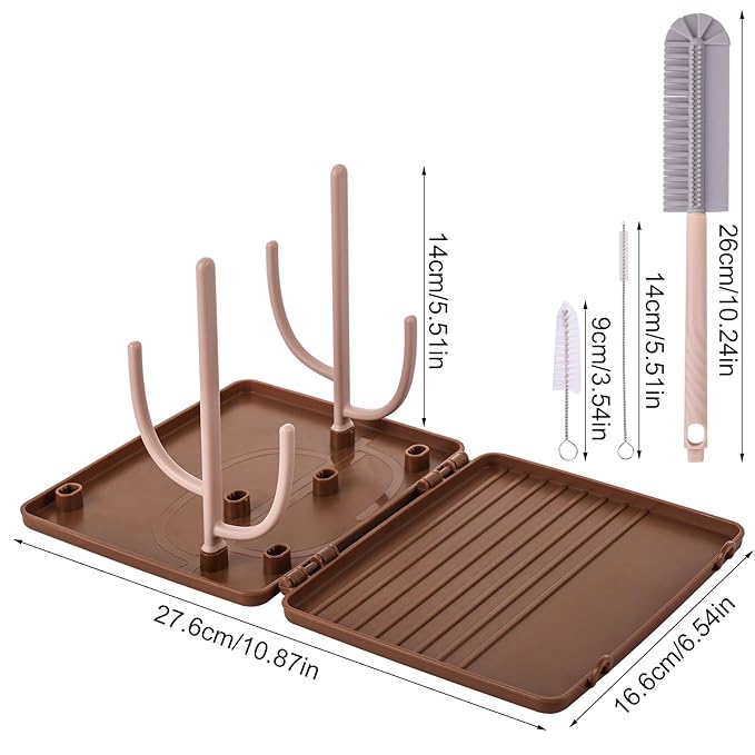 Baby Bottle Drying Rack，Travel Baby Bottle Drying Rack Set, Cleaner Kit - Image 2