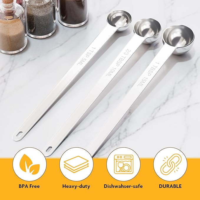 1PCS 1Tbsp Extra Long Handle Measuring Spoon, Single Stainless Steel Individual - Image 4