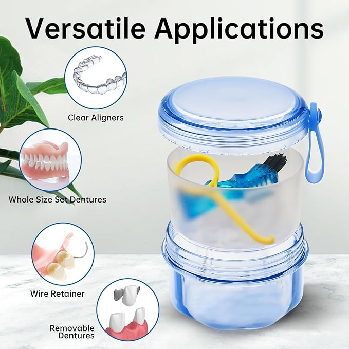 No Leak Partial Denture Case Retainer Bath Box Cup, Denture Soaking Cup False - Image 4