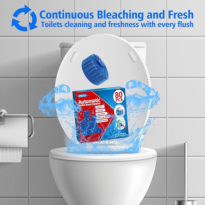 USKICH 80 Pack Toilet Bowl Cleaner Tablets, Long-Lasting Household Toilet - Image 2