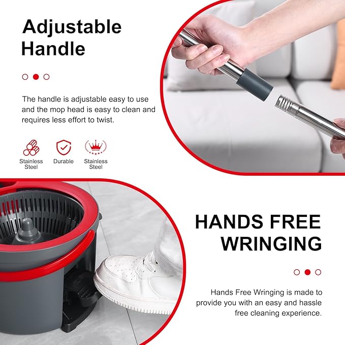 360° Spin Mop and Bucket Set Quick-Dry Technology, Mop and Bucket - Image 3