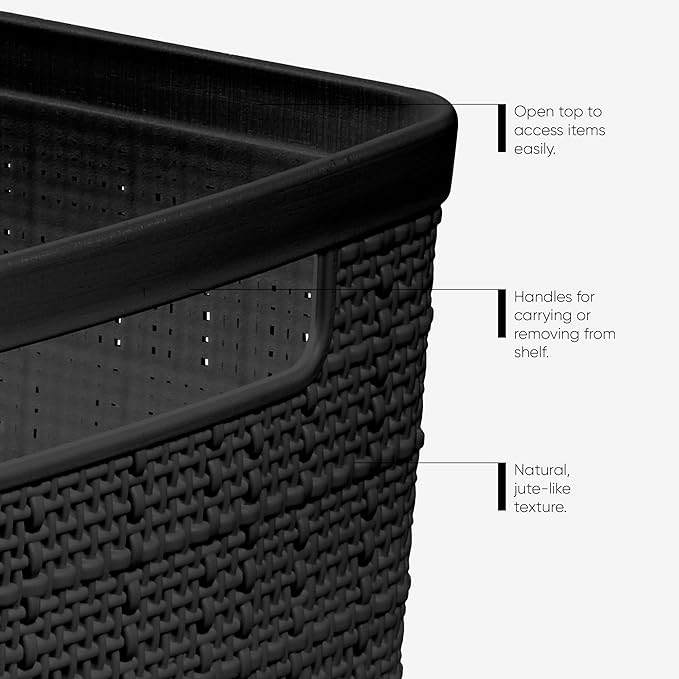 Curver Jute Large Decorative Plastic Organization and Storage Baskets, Perfect - Image 4