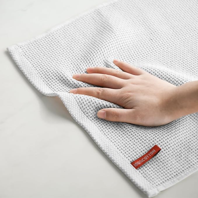 Artoid Mode 100% Cotton Light Grey Waffle Weave Kitchen Dish Cloths, 12x12 Inch - Image 5