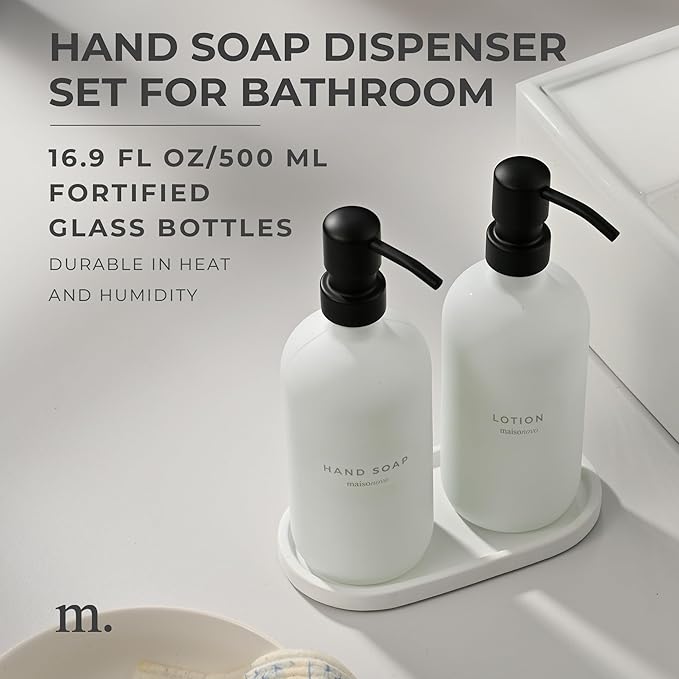 MaisoNovo Soap Dispenser 3-Piece Set | 16.9oz White Bottles - Image 2
