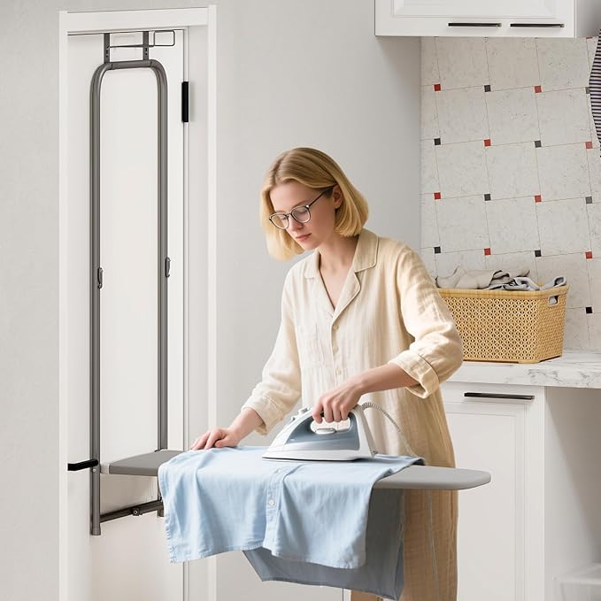 COSTWAY Over The Door Ironing Board, Space-Saving Metal Hanging Ironing Board - Image 8