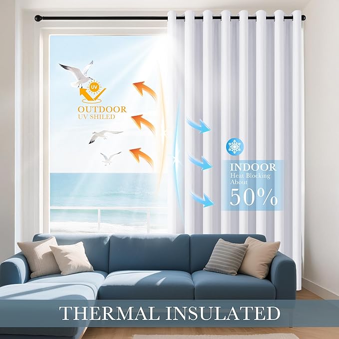 PONY DANCE Pure White Room Darkening Curtains - Image 4