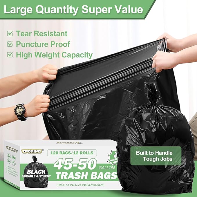 45-50 Gallon Black Trash Bags 120 Count - Image 4
