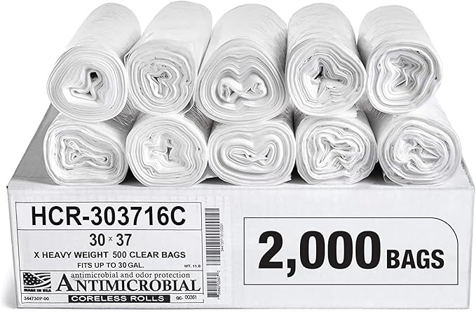 Aluf Plastics High Density Trash Bags, 30 Gallon, 16 Micron, by AlufPlastics