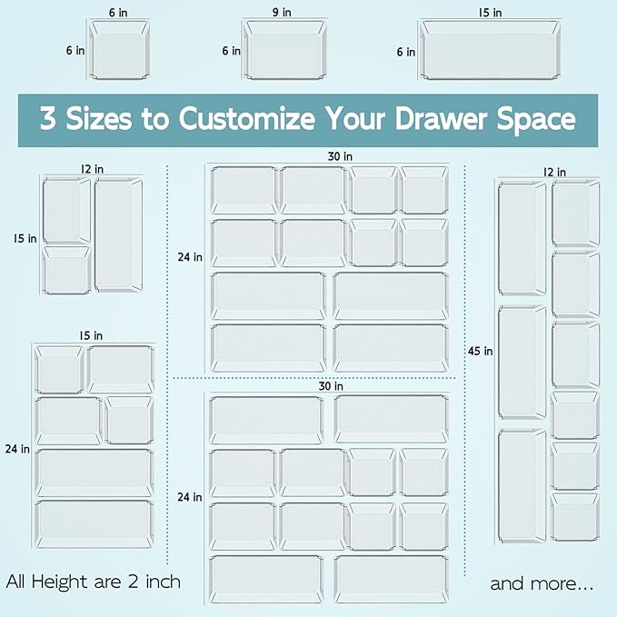 6 Pack Large Clear Plastic Drawer Organizer Trays, Desk Drawer Organizers and - Image 9