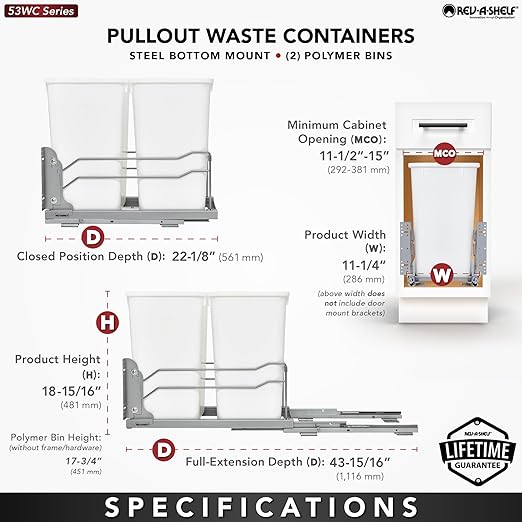 Rev-A-Shelf Double Pullout Trash Can - Image 4