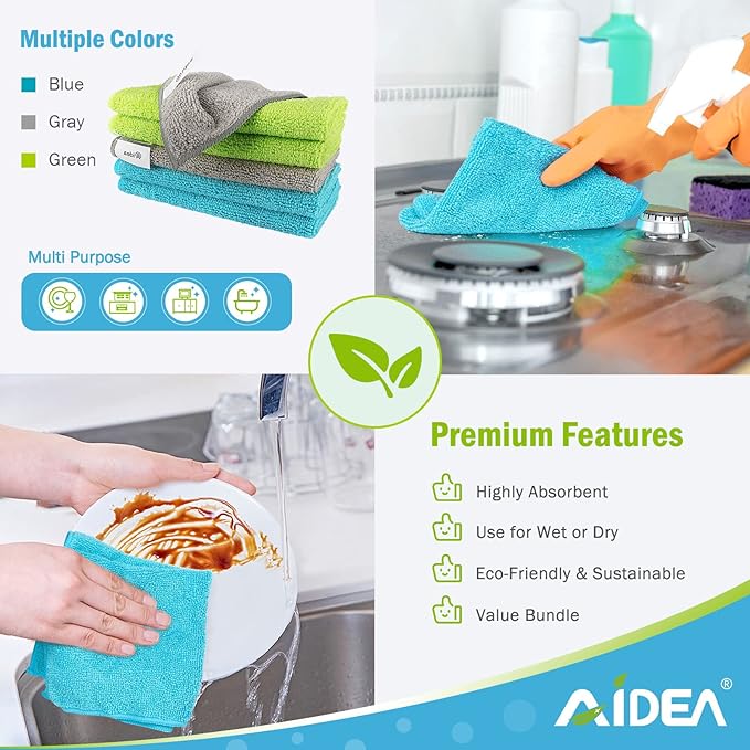 AIDEA Microfiber Cleaning Cloth-12PK, Soft Microfiber Towels - Image 6