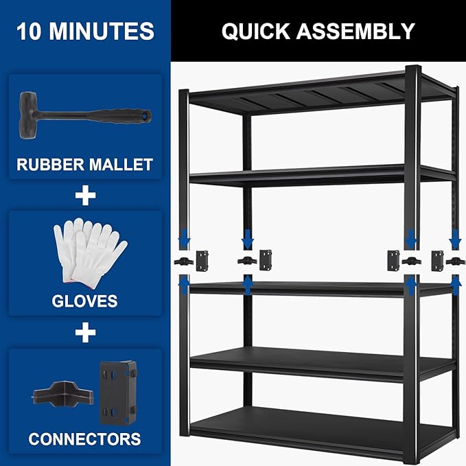 BILT HARD 3500LBS 48" W x 24" D x 72" H Garage Shelving, 5-Shelf Industrial - Image 7