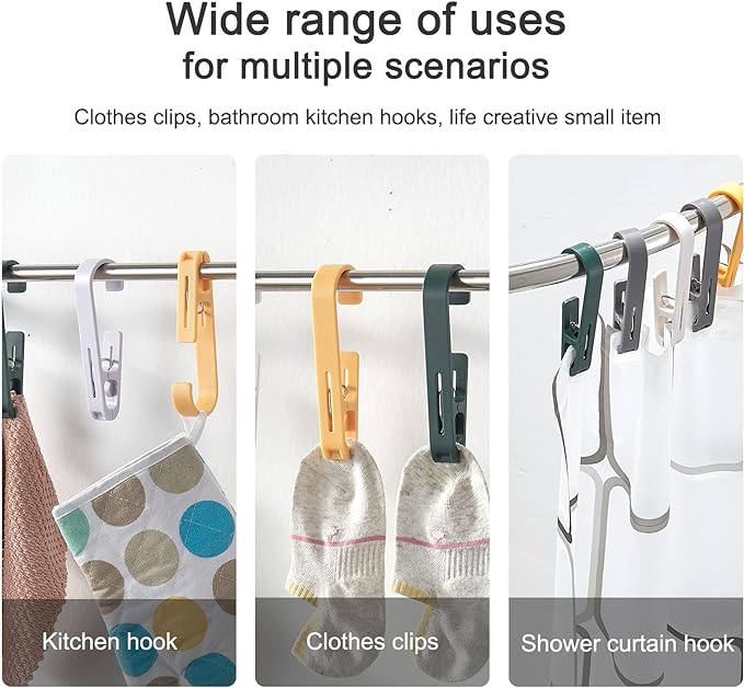 Large Clothes Pins Towel Clips, Strong Plastic Clothes Hanger. S Hook - Image 3