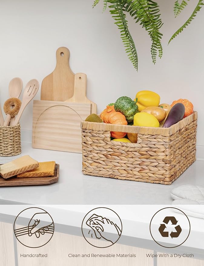 StorageWorks Wicker Storage Basket, Large and Small Baskets, Water Hyacinth - Image 4