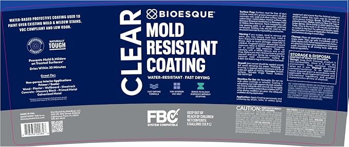 Bioesque Mold Resistant Coating, Water-Resistant, Stain-Blocking, Fast-Drying - Image 2