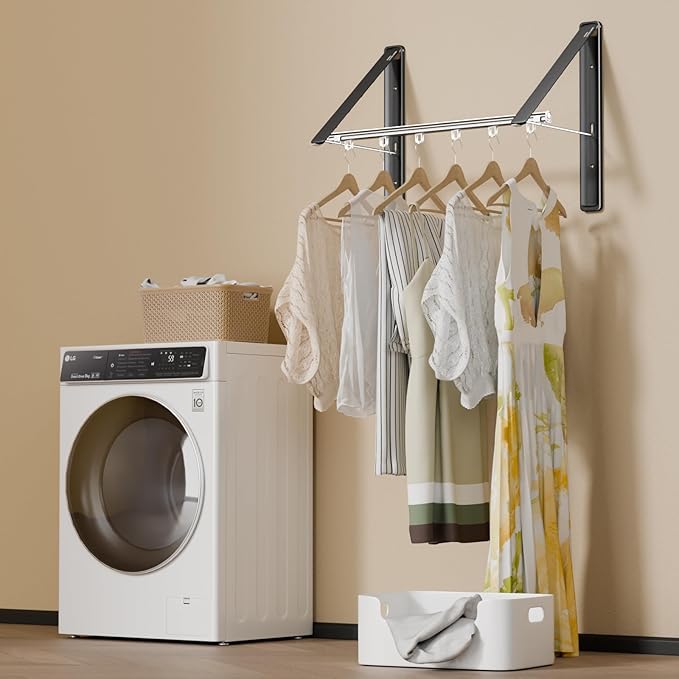 Clothes Drying Rack Retractable, Wall Mounted Clothes Hanger Rack - Image 2