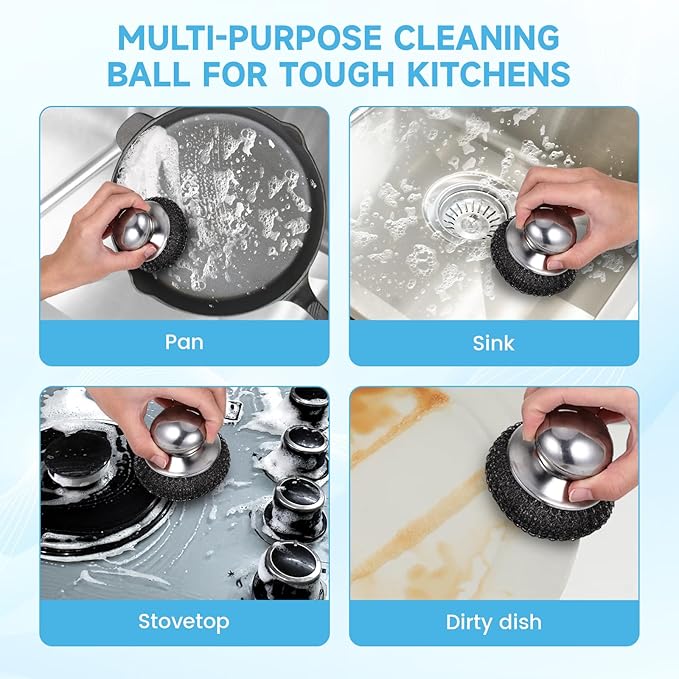 6Pcs Steel Wool Scrubber, Stainless Steel Scrubber - Image 5
