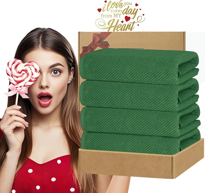 VOOVA & MOVAS Hunter Green Bath Towels, Bath Towels Set of 4, Large 30" x 56" - Image 6