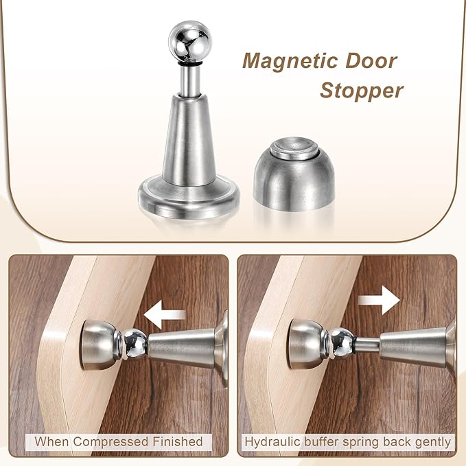 uxcell 4Pcs Magnetic Door Stopper, 304 Stainless Steel Magnetic Door Stop Catch - Image 3