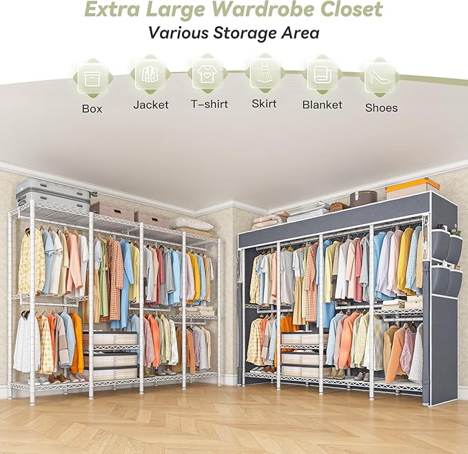Raybee Clothes Rack with Cover, 1150LBS Heavy Duty Clothing Rack - Image 4