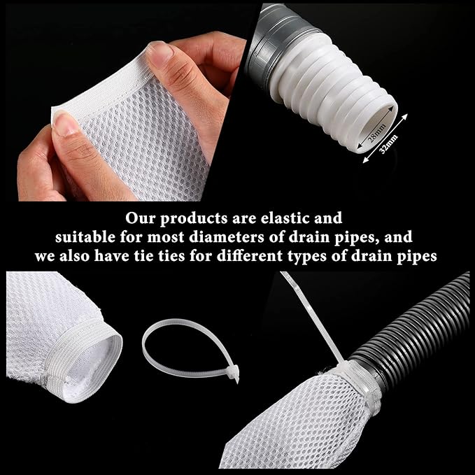 LEIFIDE 10 Pieces Lint Traps for Washing Machine Hose and Cable Ties Set - Image 3